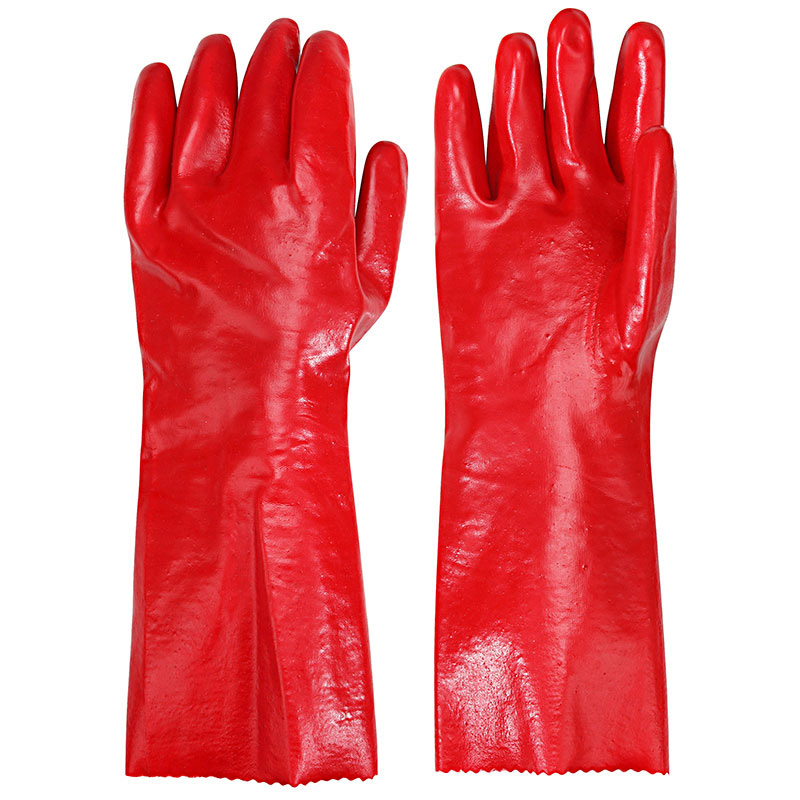Model# DSGC06 Red Smooth PVC Fully Coated Gloves with Gauntlet