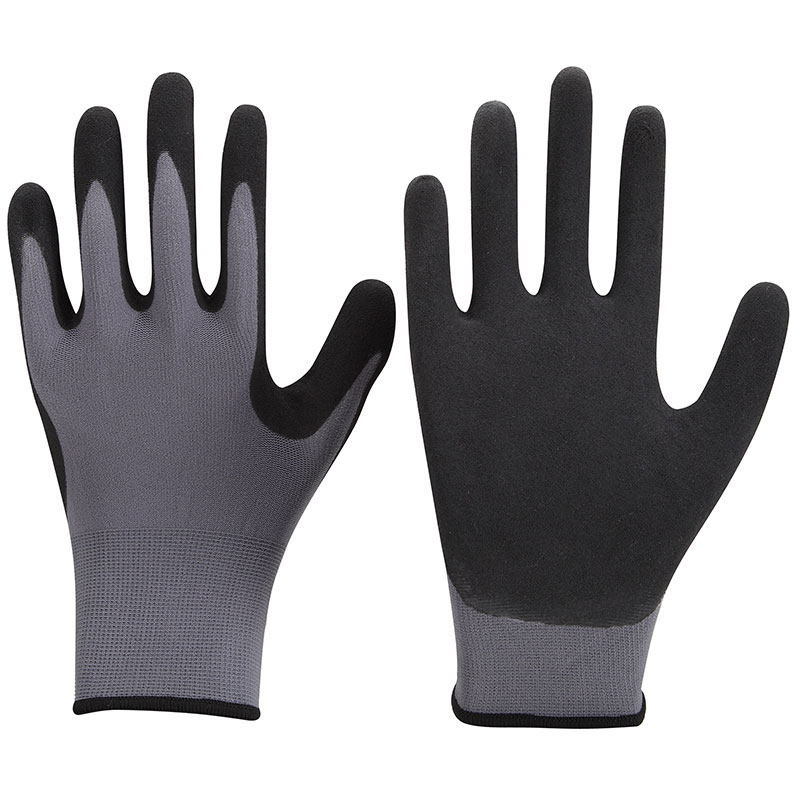 Model# DSGN04 13g Polyester liner with Sandy Nitrile Palm Coated Gloves